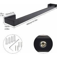 Porta Asciugamani Da Parete 40cm - Acciaio Inox Nero, Per Bagno E Cucina - Foto 4