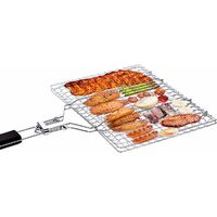 Set 2 Cestini Pieghevoli In Acciaio Inox Per Barbecue 33,5x22 Cm - Griglia Portatile Per Pesce E Verdure, Con Manico Rimovibile, Facile Da Pulire