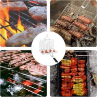 Cestello Griglia In Acciaio Inox Chiudibile E Pieghevole - Antiaderente Per Carne E Pesce BBQ