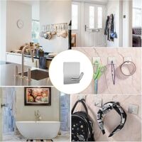Confezione da 4 ganci autoadesivi in acciaio inox senza foratura per bagno, cucina, bagno, autoadesivi, resistenti e stabili | Leroy Merlin