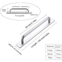 Maniglia Autoadesiva QWORK Per Porte Scorrevoli - 2 Pezzi, Lega Alluminio, Argento, 148x25 Mm - Foto 6