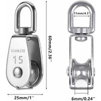 Puleggia singola M15 in acciaio inox 304, puleggia singola da 15 mm