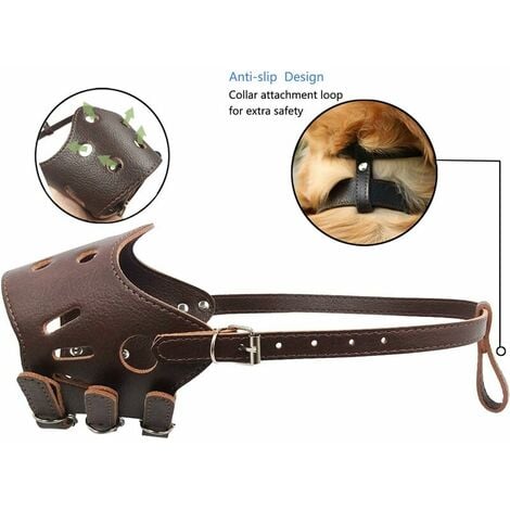 Ahlsen Chien en Cuir Muselière Anti-aboiement pour Les Grands Chiens de Petite Taille Moyenne L
