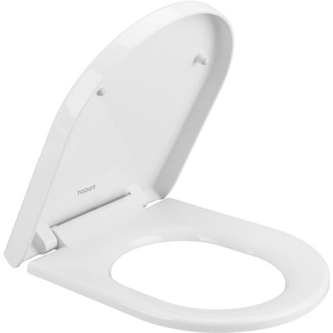 Todot – Abattant WC Forme D en polypropylène – Technologie SoftClose – Antibactérien – Installation sans outil – Charnière réglable