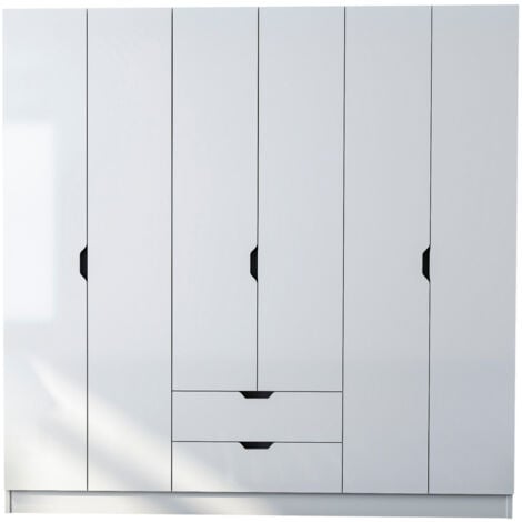 BERGEN 6 Door 2 Drawer White Wardrobe