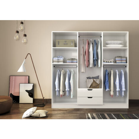 BERGEN 6 Door 2 Drawer White Wardrobe
