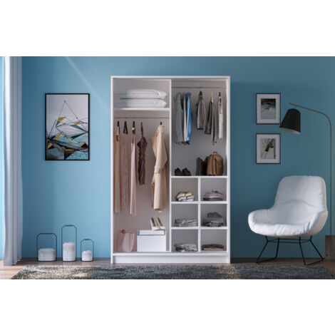 BERGEN Sliding Door White Wardrobe