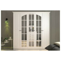 MAISON XL 5 Door Mirrored White Wardrobe - White
