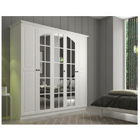 MAISON XL 5 Door Mirrored White Wardrobe - White