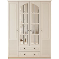 ELISE 4 Door 2 Drawer Mirrored White Wardrobe - White