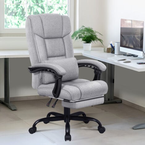 Footrest Grey Fabric Computer Chair ELFORDSON Office Chair With XL