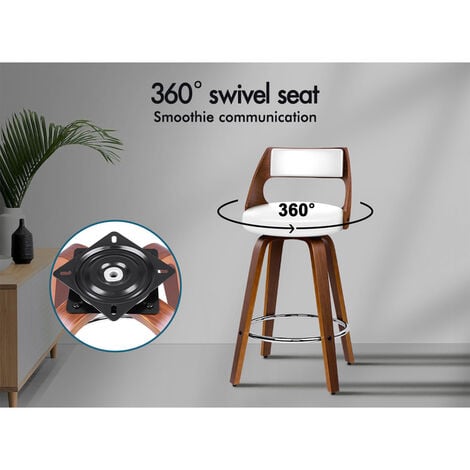 ALFORDSON 2 x Thick Padded Bar stools PU Leather, Wooden Kitchen Chair, White