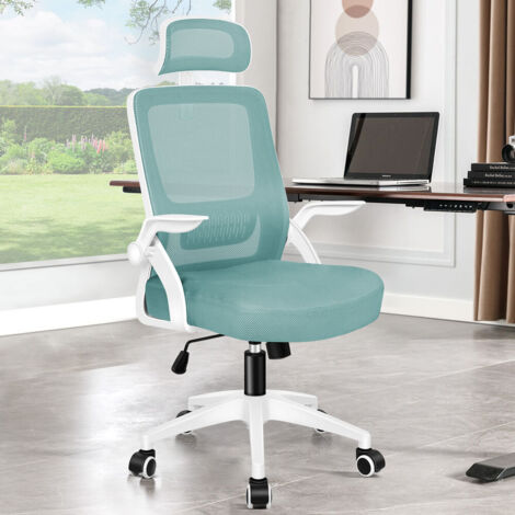 ELFORDSON Office Chair Ergonomic, Mesh Fabric, Arco Series, Cyan and White