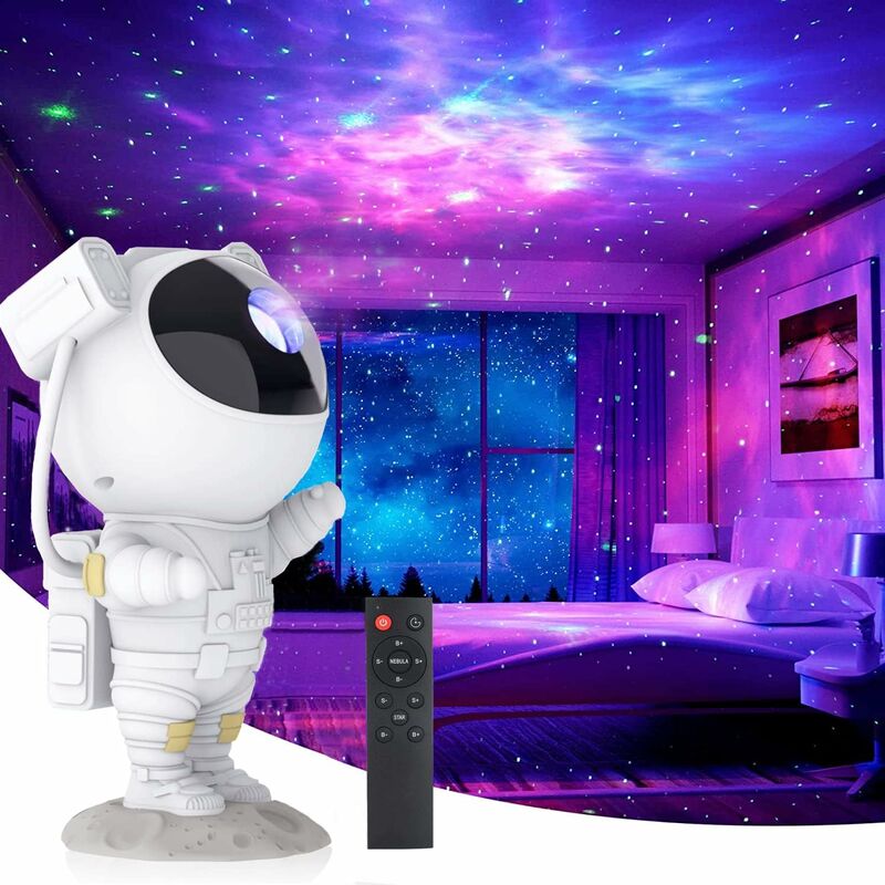 Veilleuse astronaute projecteur LED de ciel étoilé blanc • Veilleuse