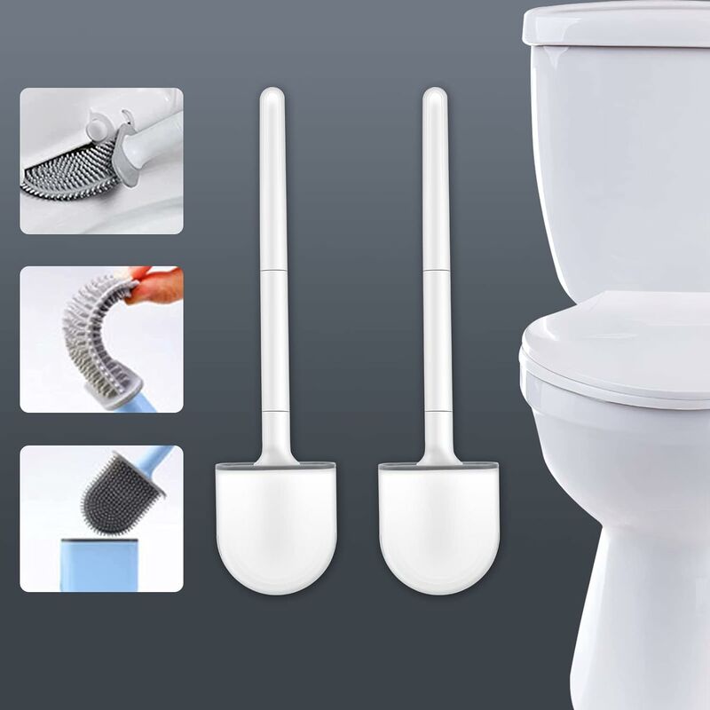 Brosse WC Silicone - Brosse Toilette et Supports, Anti-Goutte,  Antibactérienne, Balai WC Ventilée, Séchage Rapide sans