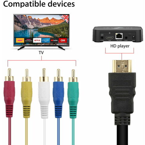 Câble Hdmi Vers Rca, Câble Adaptateur Convertisseur Hdmi Vers 5 Rca, 1080P Hdmi  Vers Av Hdtv