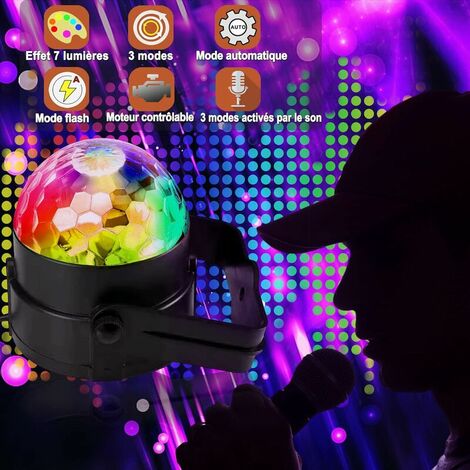Lampe de Scène,Jeux de lumière Soirée Boule à Facette à Télécommande LED  Disco Eclairage DJ