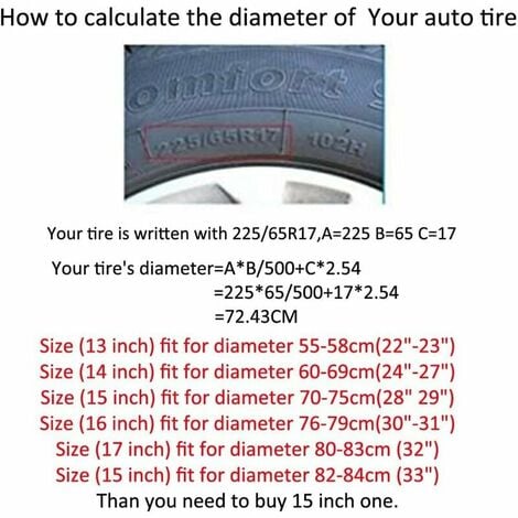 13 pouces Housse de pneu de secours Couverture roue pour tout diamètre  (55cm-58cm/22-23)
