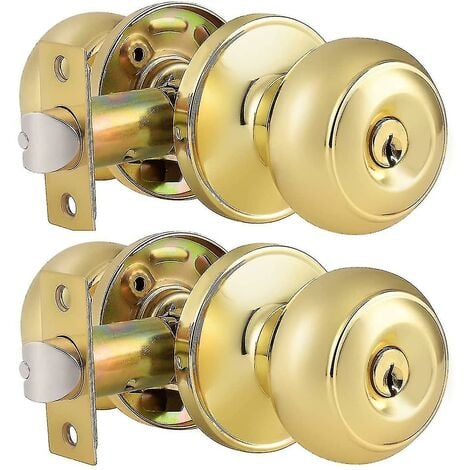 Serrure de bouton de porte d'entrée dorée avec serrure de porte intérieure  à clé poignée