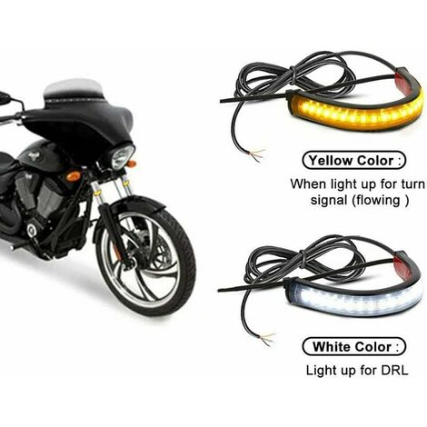 moto coulant ambre LED fourche clignotant bande lumineuse barre de lampe  pour ha-rley da-vids-on clignotant