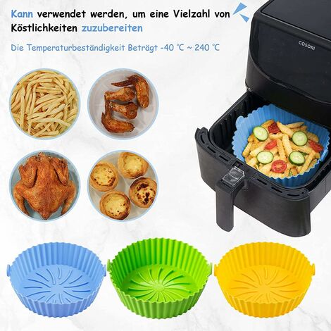 Accessoire Air Fryer (20.5cm), 2Pcs Pot en Silicone pour Friteuse à Air,  Air Fryer Silicone Pot Panier, Micro-Ondes, Le Moule à Gâteau (jaune et  vert)