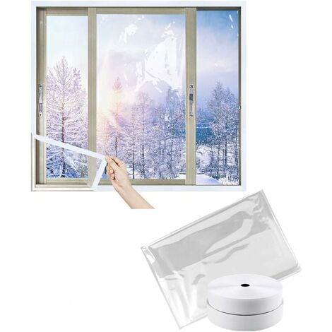 Film isolant pour fenêtre, intérieur résistant à la chaleur,kit isolant  pour porte et fenêtre,Film de survitrage thermo Cover transparent1m x