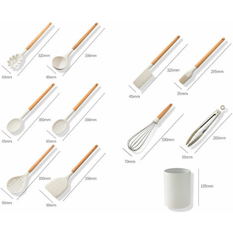 Ensemble de cuisine en silicone blanc laiteux, spatule de cuisson