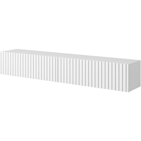 Selsey TELIRE - Meuble TV 2 portes - 175 cm - Blanc avec façade à lattes