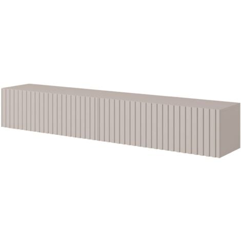 Selsey TELIRE - Meuble TV 2 portes - 175 cm - grėge avec façade à lattes