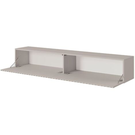 Selsey TELIRE - Meuble TV 2 portes - 175 cm - grėge avec façade à lattes
