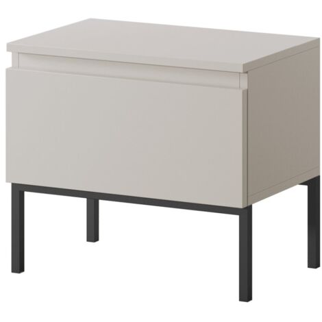 Selsey – Table de chevet taupe (gris-beige) – Panneau mélaminé – Dimensions 49x43x32 cm – Pieds en acier noir – Charge max 8 kg