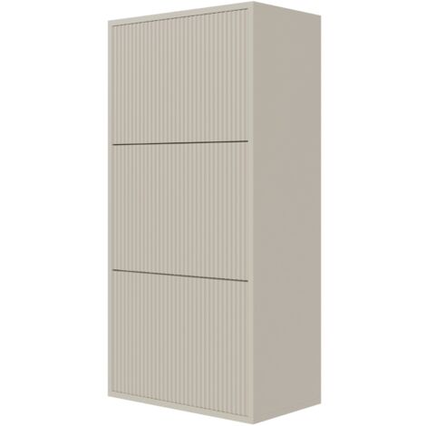 Selsey – Meuble à chaussures suspendu 50x30x125 cm – Panneau aggloméré stratifié gris taupe – Compartiments fermés pour protection – Charge max 20 kg