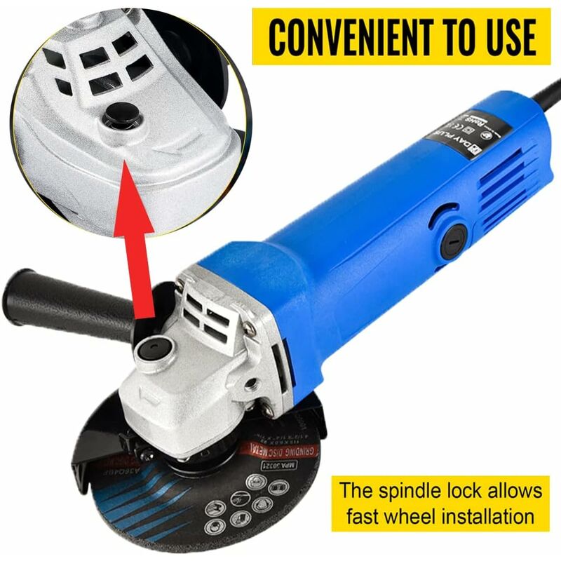 Angle Grinder Tool with Disc & Side Handle, 12000RPM 115mm Electric Angle  Grinders with Cutting Wheel Auxiliary Handle Spanner, Safety Guard, for  Steel Stone Marble Tile Cutting and Grinding