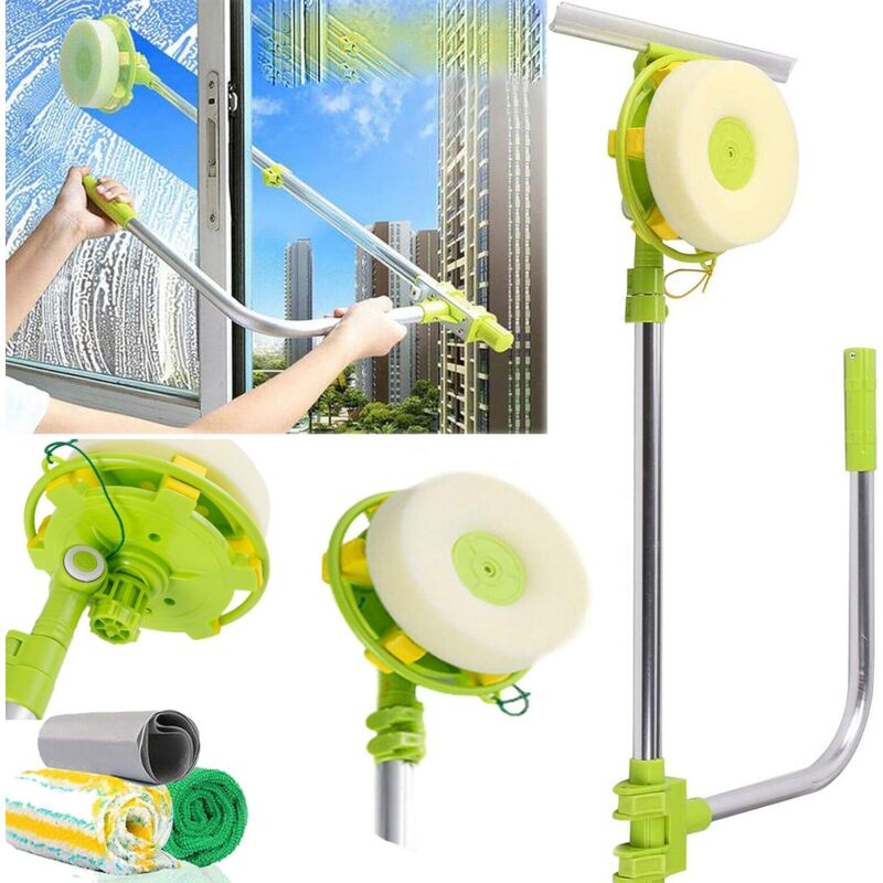 U-TYPE TELESCOPIC HIGH RISE WINDOW CLEANER GLASS DUST CLEANING BRUSH  SQUEEGEE