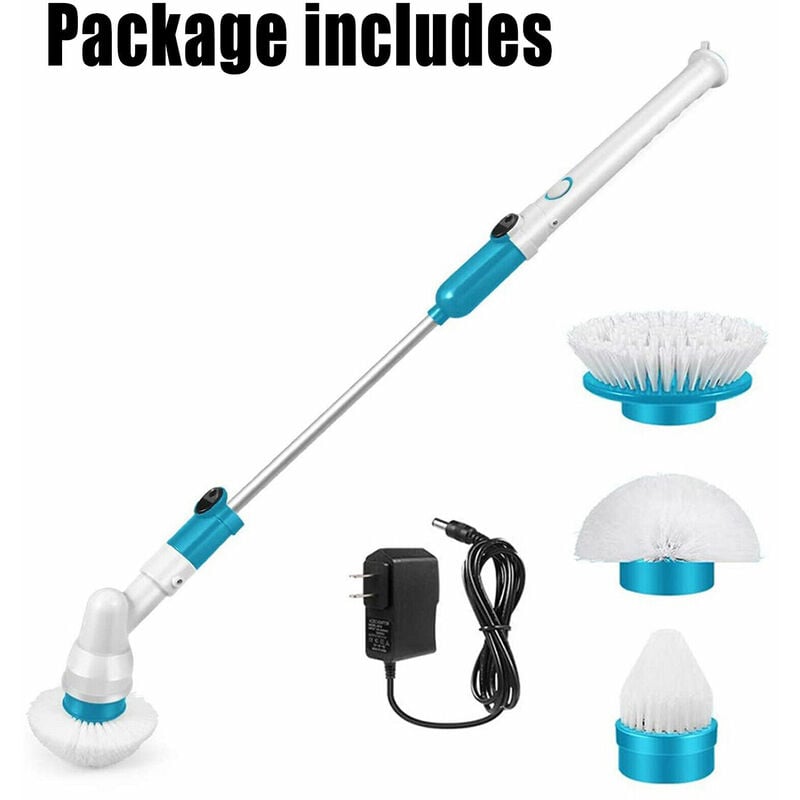 Electric Spin Scrubber,360 Cordless Bathroom Scrubber with 3 Replaceable  Cleaning Shower Scrubber Brush Heads,Extension Handle for Tub,Tile ,Floor,Wall,Shower,Bathtub,and Kitchen 