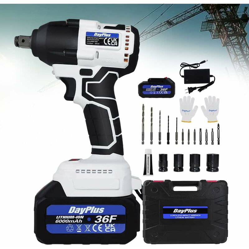 Cordless Impact Wrench Brushless 1/2inch Driver 21V Electric High