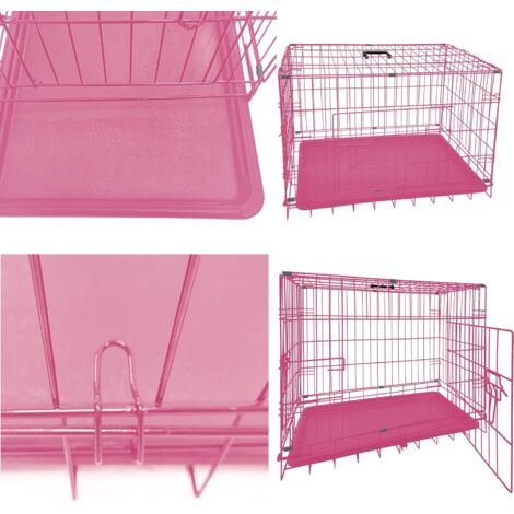 View of Dog Crate, Dog Cage, Foldable Puppy Crates with Bed, Non-Chew Plastic ...
