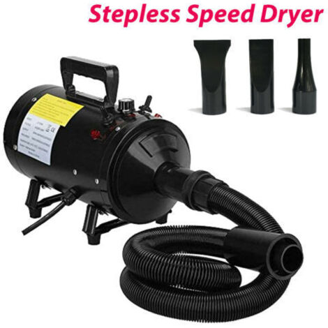 Dog Dryer 2800w Motor Stepless Adjustable Speed Dog Hair Dryer, Pet Dog Grooming Dryer Blower With Spring Hose, 3 Different Nozzles