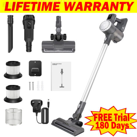 Stick Vacuum Cleaner with Powerful Suction, 6in 1 Powerful Cordless Vacuum with 2000mAh Battery for Quick Cleaning Hard Floor, Carpet, Pet Hair