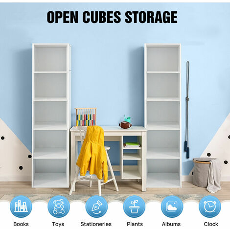 5 Cube Bookcase Shelf Wooden Display Storage Rack Free Standing Shelf Unit White