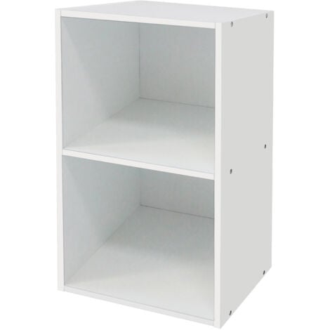 2 Tier Cube Storage Shelf Cabinet Bookcase Display Shelves Chipboard Organiser White