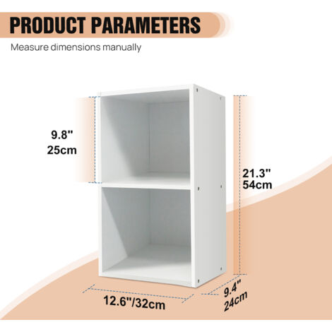 2 Tier Cube Storage Shelf Cabinet Bookcase Display Shelves Chipboard Organiser White