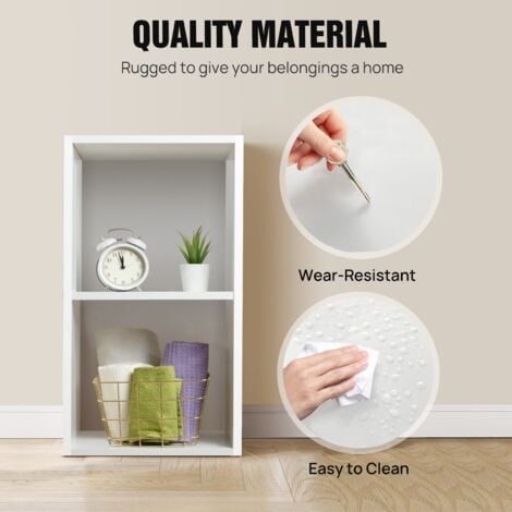 2 Tier Cube Storage Shelf Cabinet Bookcase Display Shelves Chipboard Organiser White