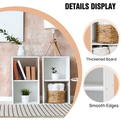 2 Tier Cube Storage Shelf Cabinet Bookcase Display Shelves Chipboard Organiser White