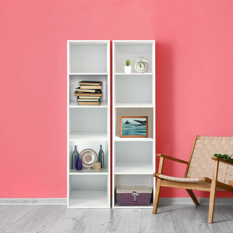 5 Tier Cube Storage Shelf Bookcase Organizer Cabinet Shelves Wooden Rack (1/5)
