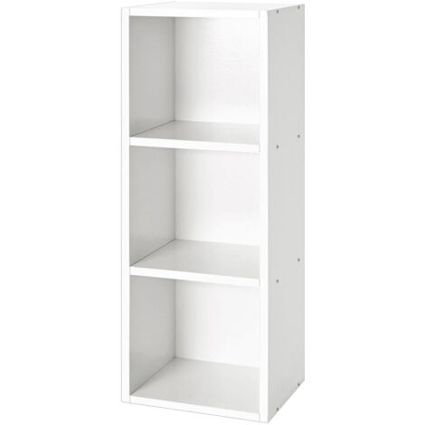 3 Tier Large Bookcase, White Wooden Shelving Display Storage Unit Office Living Room Furniture (1/5)