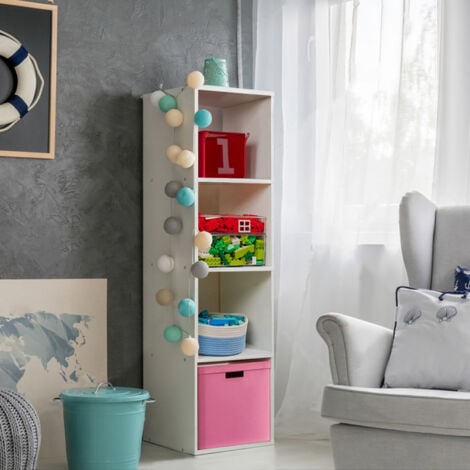 Wooden 4 Cube Storage Shelf Organizer Bookcase Cabinet Bookshelf for Home, Office, Bedroom, Living Room, 9-Cube, White