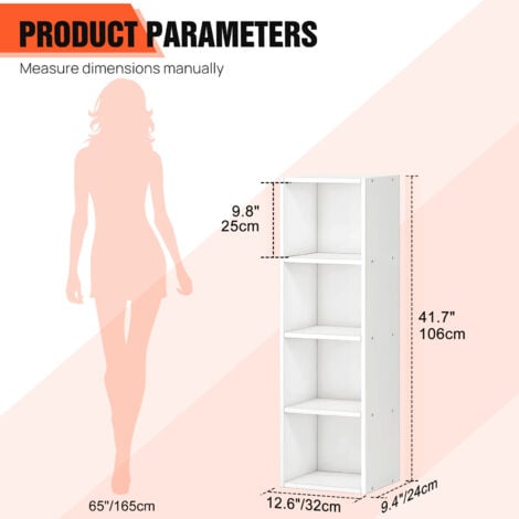 Wooden 4 Cube Storage Shelf Organizer Bookcase Cabinet Bookshelf for Home, Office, Bedroom, Living Room, 9-Cube, White