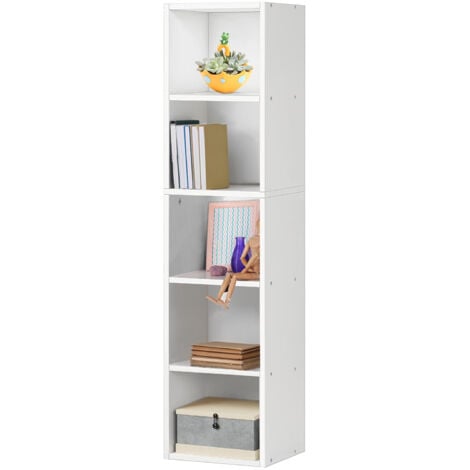 Bathroom Floor Storage Cabinet 5-Tiers, Multi-Use DIY Free Standing Storage Cube Shelf for Books, Toys, Clothes, Tools, Each cube is