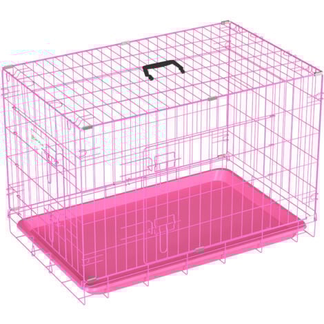 Dog Crate Dog Cage Large, Foldable Puppy Dog Crates, Cage Furniture with Non-Chew Metal Removable Tray Folding 2 Door Crat